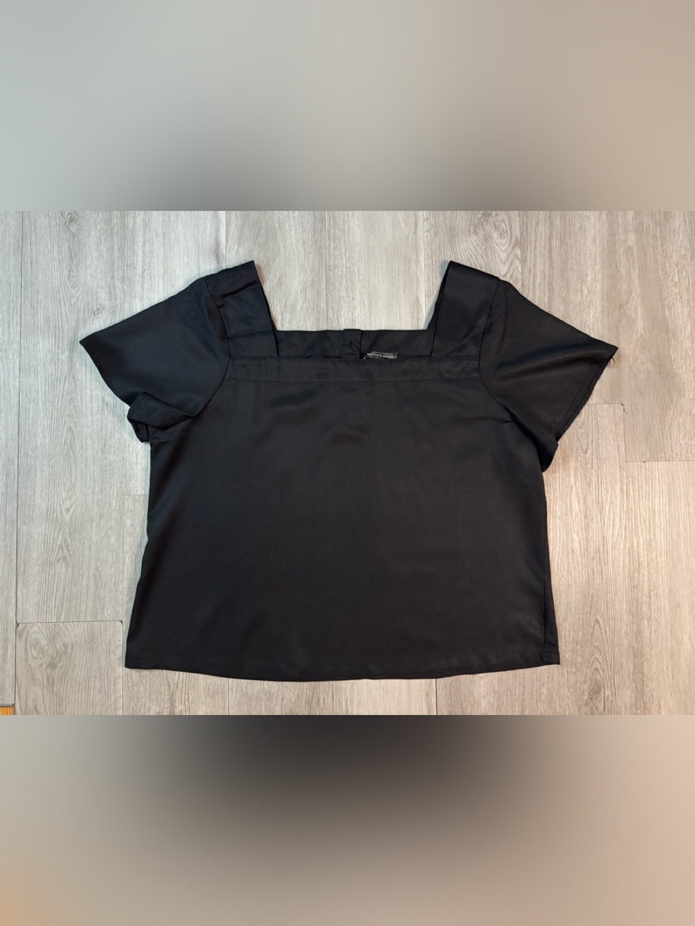 Saks Fifth Avenue Women’s Black Square Neck Short Sleeve Boxy Blouse XL